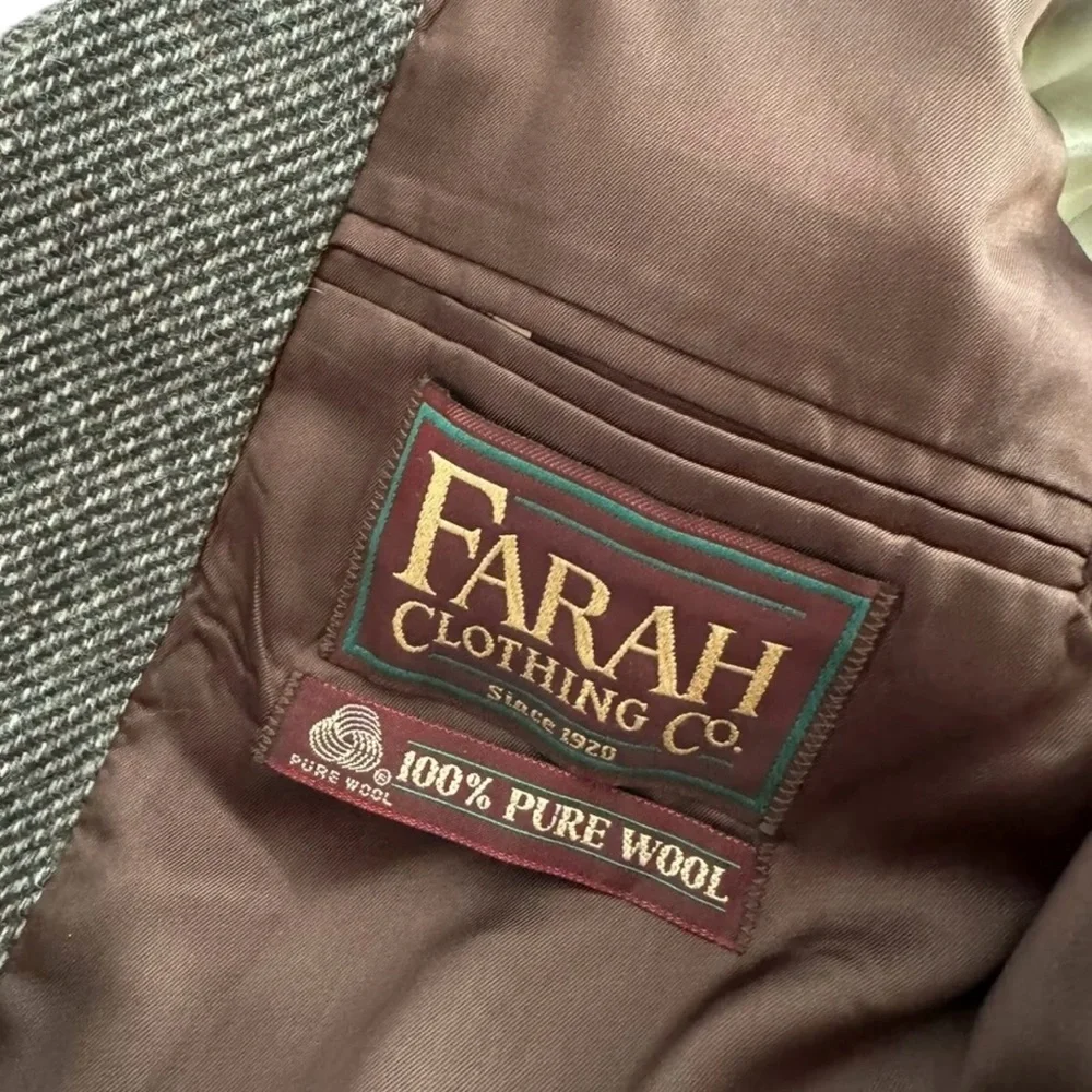 Farah Clothing Co. Men Blazer Jacket‎ Only 2 Buttons Gray Warm Fabric Size 42R